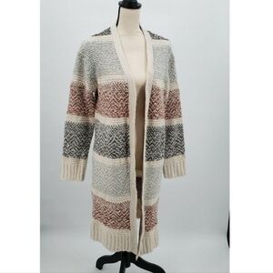 Universal Thread Long Cardigan Knit Striped Women's Size S Pastel Wool
